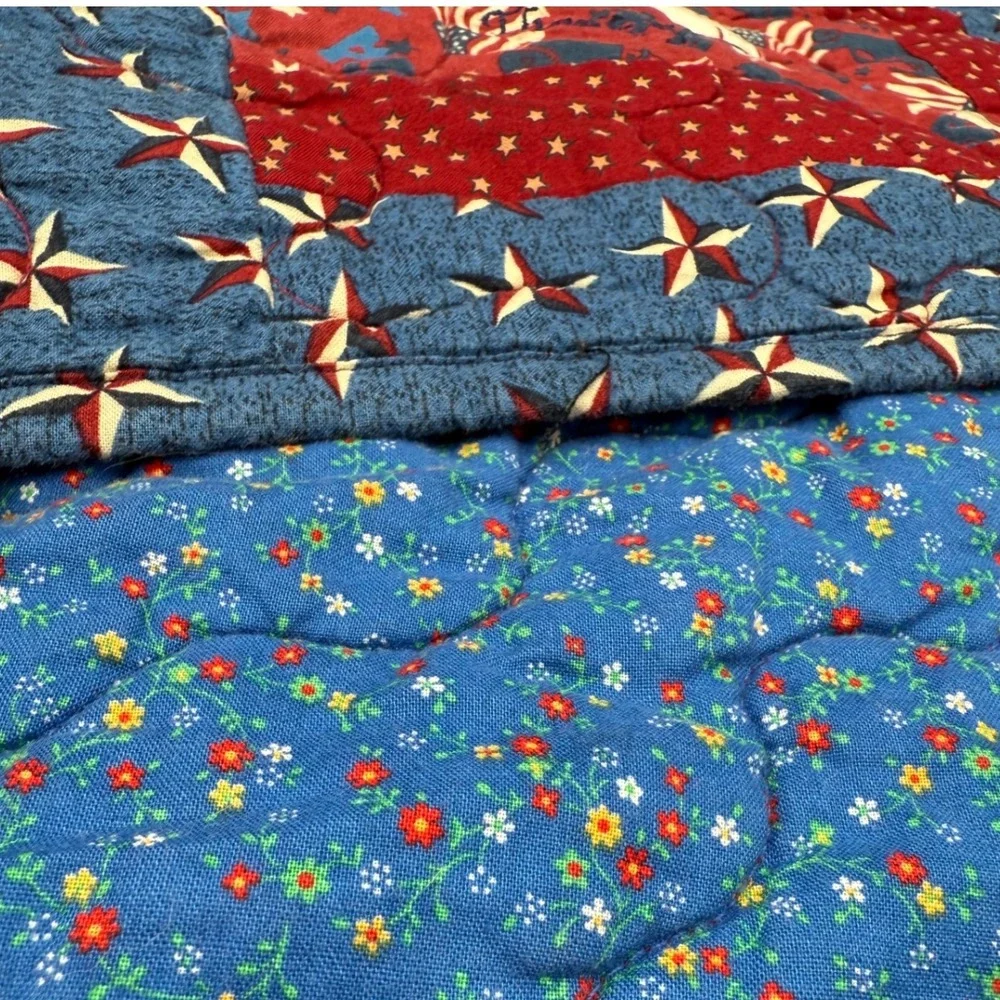 Vintage Military inspired baby quilt/lap blanket, two sided 33.5inx33.5in